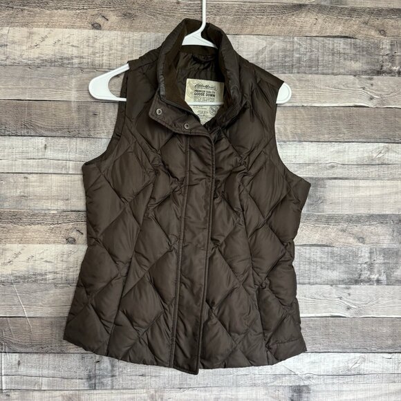 Eddie Bauer Premium Goose Down Puffer Vest Womens Small Brown - Picture 1 of 10